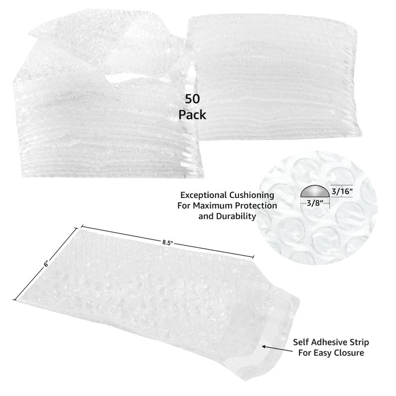 Uboxes Bubble Pouches - 6x8.5" Pack of 50 Self-Sealing Packing Moving Bags - Image 3